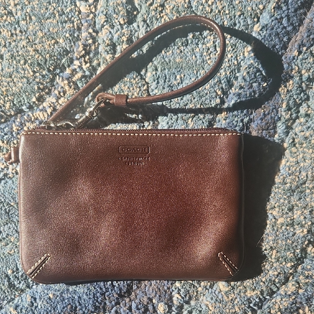 Coach Brown Leather Wristlet NWOT